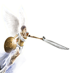 angel, sword, coat of arms