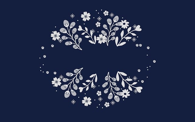 Free greeting card flowers pattern blue illustration
