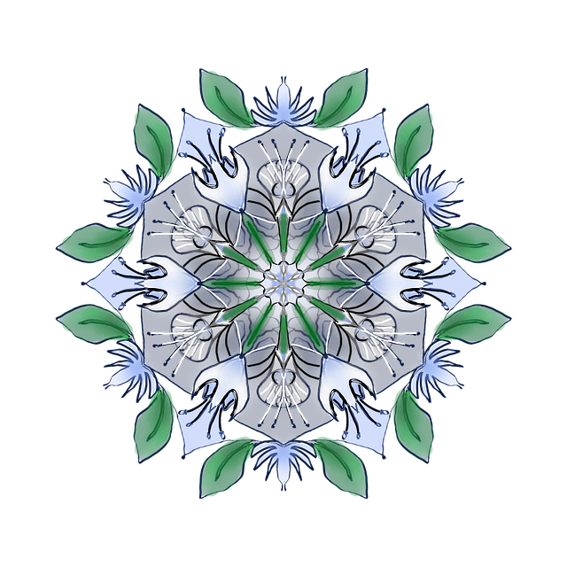 Mandala Blüte, Symmetrie, Hell, Blau