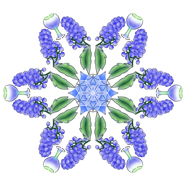 Free mandala wine grape alcohol illustration