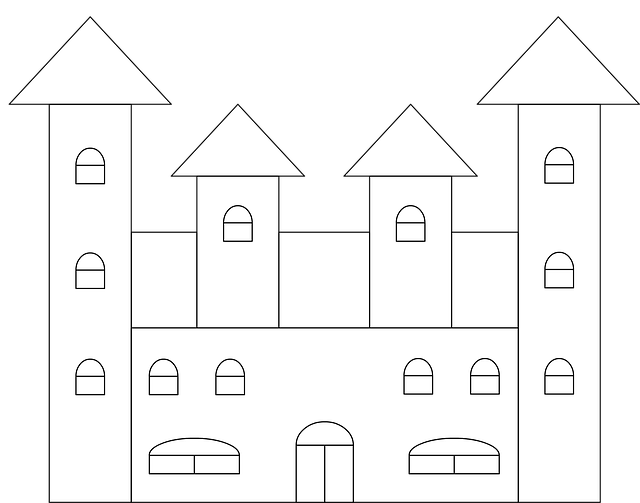 Free castle to color coloring page illustration