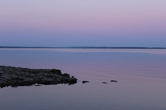 Solnedgang, Sø, Blå, Landskab, Vand