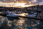 scarborough, harbour, sunset