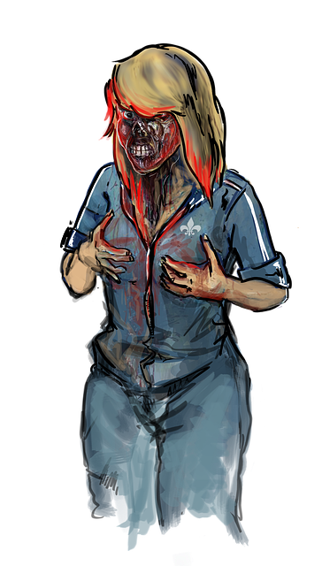 Zombie, Pike, Kvinne, Halloween, Frykt