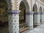star mosque, motifs of blue stars, build by mirza golam pir
