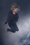 young woman, jump, blonde