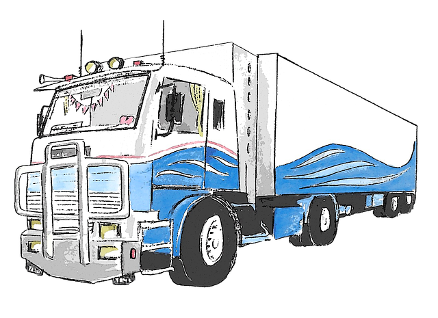 Free watercolor truck blue illustration