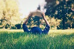person, reading, yard