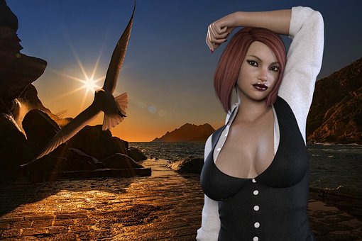 Chica, Gaviota, Ocaso