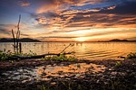 sunset, landscape, could