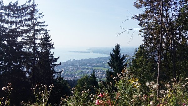 Bodensøen, Bjerg, Træer, Landskab, Sø