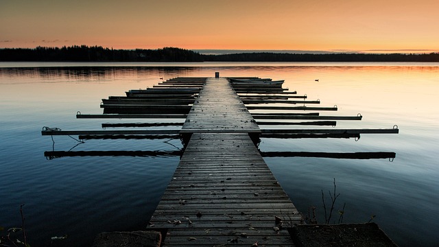 Seebrücke, Sonnenuntergang, See, Wasser