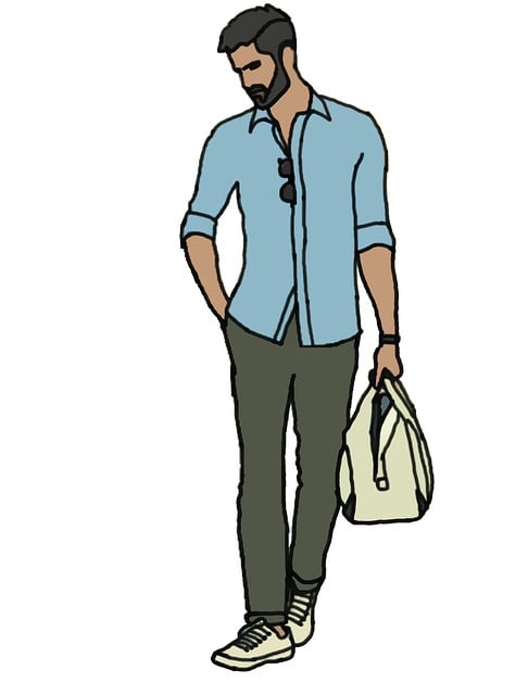 Free man walking bag illustration