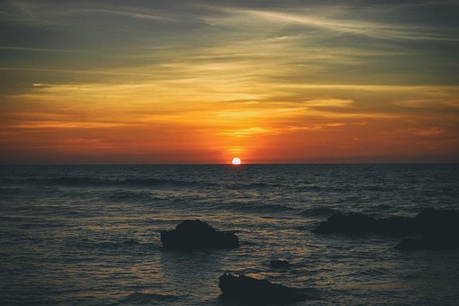 Sonne, Strand, Sonnenuntergang