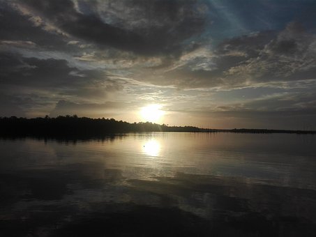 Sonnenuntergang, Kerala, Fluss