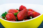 strawberry, in yellow bowl, strawberries
