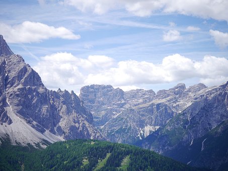 Dolomitter, Bjerge, Skyer, Himmel