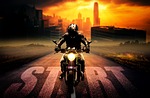 bike, riding, clouds