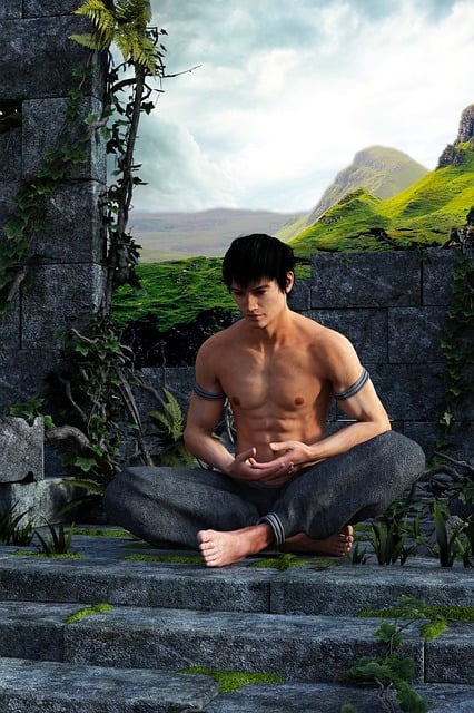 Download free HD stock image of Meditation Landscape Free meditation landscape ruins illustration
