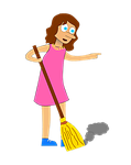 cartoon, woman, sweeps