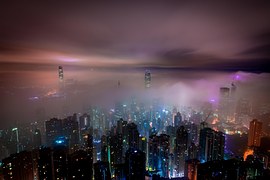 Wolken, Hong Kong, Nacht, Nebel