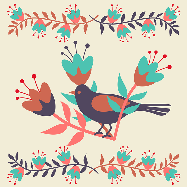 Free birds flowers floral illustration
