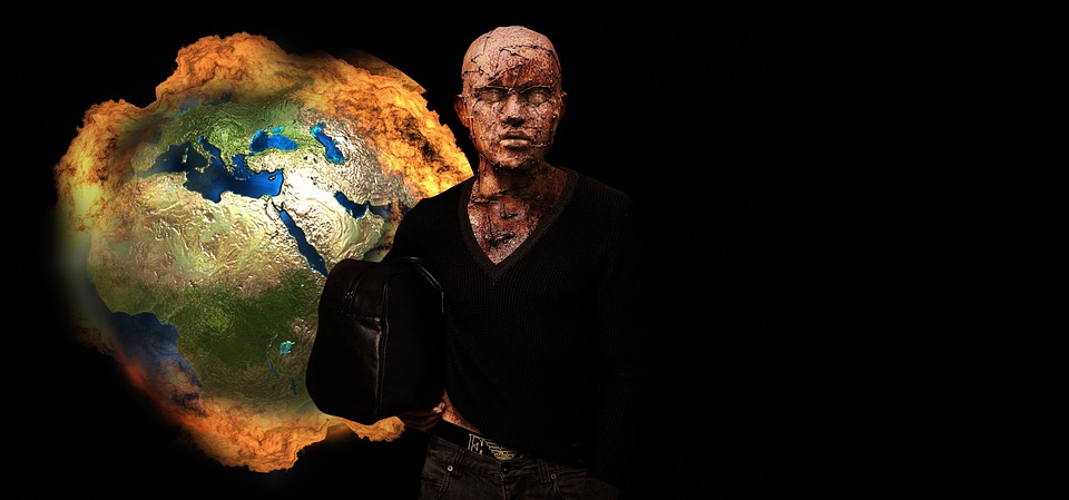 Apocalyps, Vuurbol, Brand, Man, Model, Kunst, Sculptuur