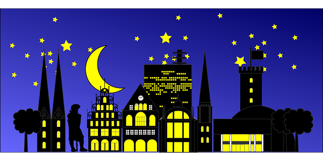 Bielefeld, Horizonte, Cidade, Noite