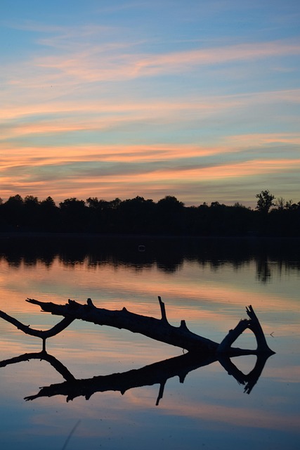 Solnedgang, Innsjø, Speilbilde