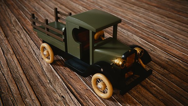 Nákladní Vůz, Hračka, Dřevo, Automobil