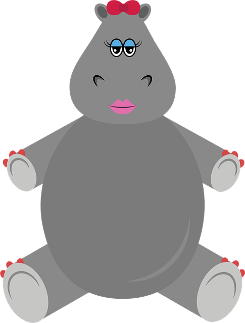 Free hippopotamus girl seated vector