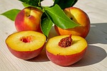 peach, fruit, red