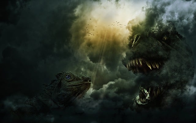 Free iguana trex fantasy illustration