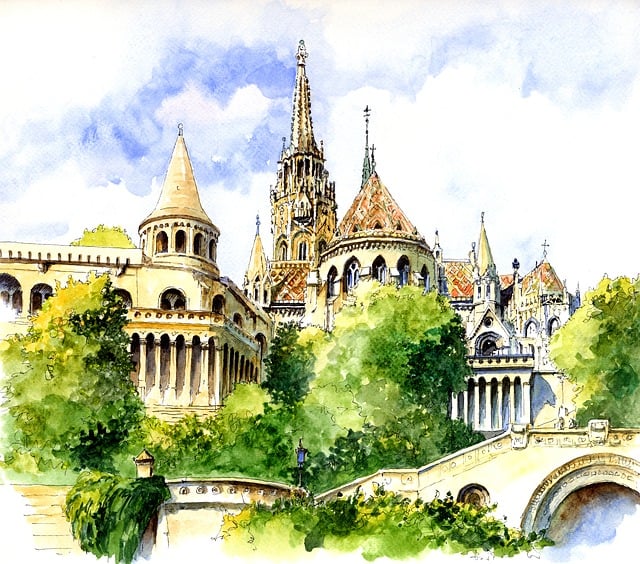 Free architecture budapest church illustration