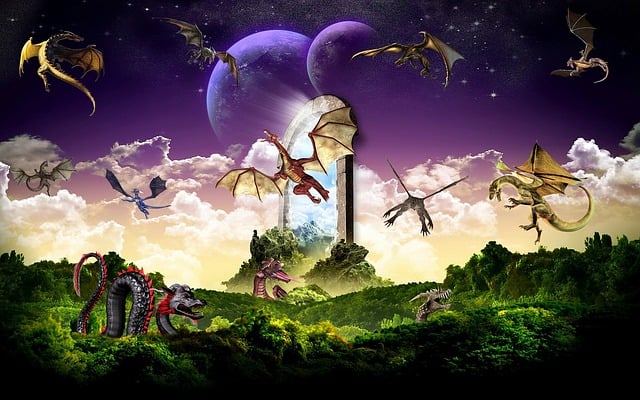 Free fantasy dragon mythical creatures illustration