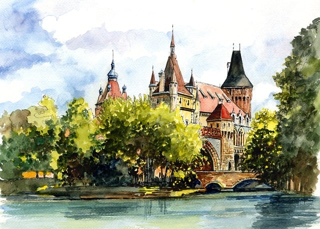 Free architecture budapest castle illustration