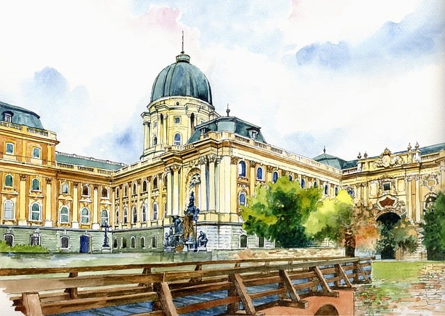Free architecture budapest castle illustration