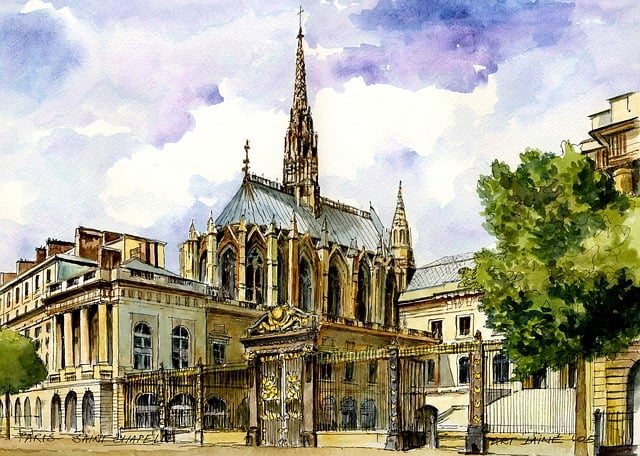 Free architecture paris temple illustration