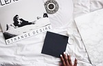bed, white, flat lay