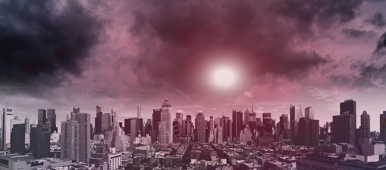 climate, climate change, architecture, the greenhouse effect, earth's atmosphere, building, surreal, catastrophe, flashes, environment, energy, sun, city, cityscape, downtown, in the free, panorama, skyline, nature, skyscraper