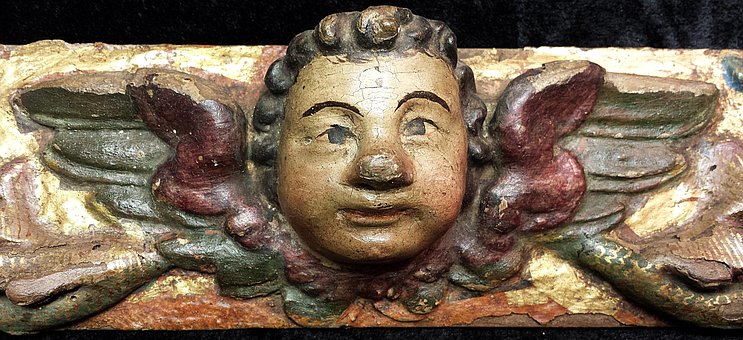 Altarbildfragment, Engelskopf, Relief