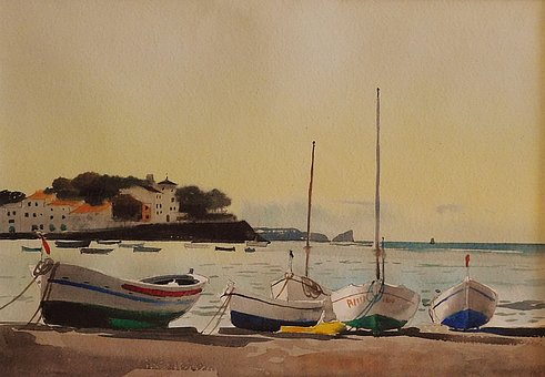 Marina, Aquarell, Francesc Lloveras