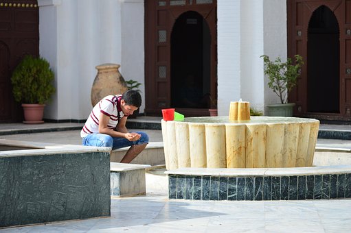 Männer, Beten, Wasser, Moschee, Algerien