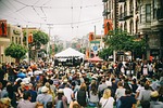 people, crowd, men