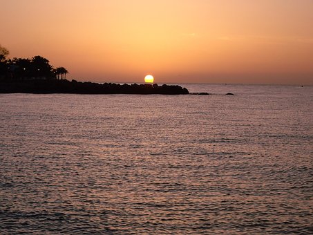 Solnedgang, Kyst, Solopgang, Landskab