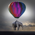 elephant, weightless, balloon