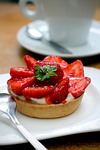 strawberry tart, coffee, strawberry