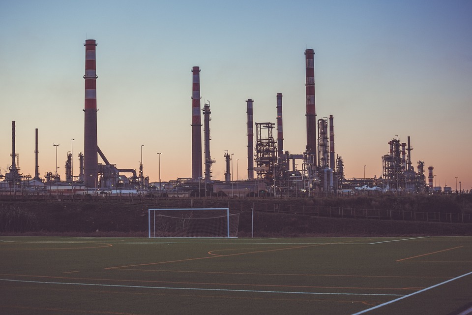 Soccer Field, Sports, Industrial, Factories, Sunset