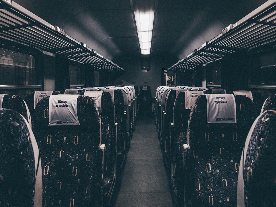 Ônibus, Trem, Transporte, Assentos, Coxia, Noite