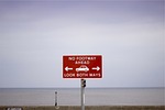 beach, footway, sign